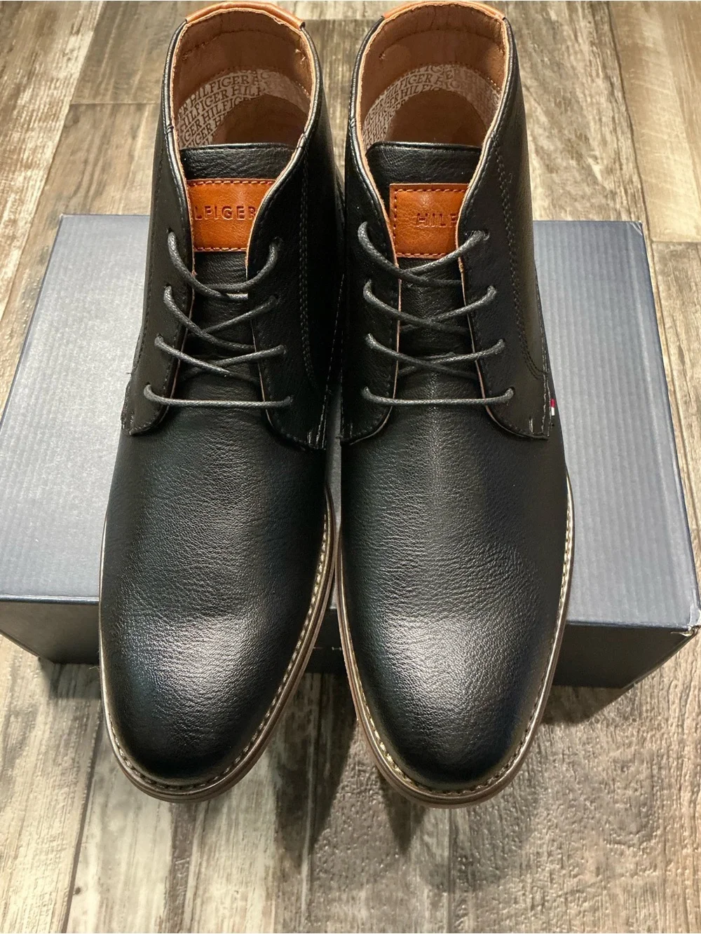 Tommy Hilfiger Black Chukka Boot with Brown Sole Trim Size 9